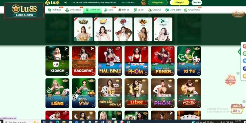 Những sảnh game bài đáng chơi nhất tại Lu88